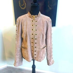 ARIA Women's Tan Color Leather/Suede Jacket Size Large